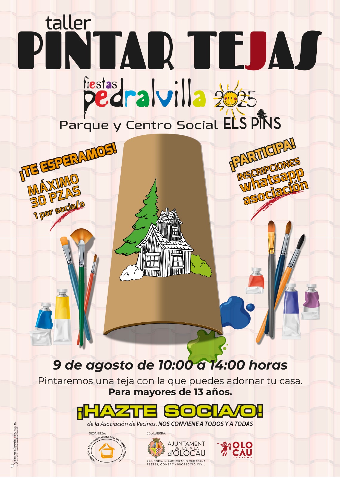 Taller de pintura de teules (Festes d'Estiu de la urbanització Pedralvilla)